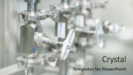  Presentation with pipes - PPT theme consisting of pharmaceutical - closeup of pipes and faucet background and a light gray colored foreground