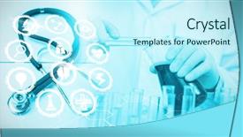  Presentation with medical imaging of cancer - PPT layouts enhanced with pharmaceutical - composite image of medical icons background and a cool aqua colored foreground