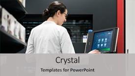  Presentation with drug pharmacy - Colorful theme enhanced with pharmaceutical - low-angle rear view backdrop and a light gray colored foreground