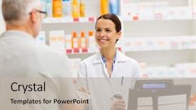  Presentation with health drug - Presentation design consisting of pharmaceutical - medicine pharmaceutics health care background and a light gray colored foreground