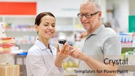  Presentation with health drug - Audience pleasing slide deck consisting of pharmaceutical - medicine pharmaceutics health care backdrop and a coral colored foreground