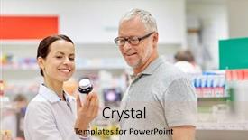  Presentation with health drug - Colorful slides enhanced with pharmaceutical - medicine pharmaceutics health care backdrop and a coral colored foreground