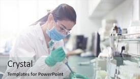  Presentation with pharmaceutical - Theme consisting of pharmaceutical - people working at laboratory background and a light blue colored foreground