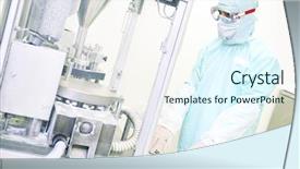  Presentation with tablet capsule - Audience pleasing presentation theme consisting of pharmaceutical - worker operating tablet or capsule backdrop and a sky blue colored foreground
