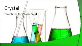  Presentation with pharmaceutical analysis - Presentation theme featuring pharmaceutical analysis - different laboratory glassware with color background and a  colored foreground