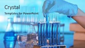  Presentation with test - Slides having pharmaceutical analysis - hand in glove holding test background and a arctic colored foreground