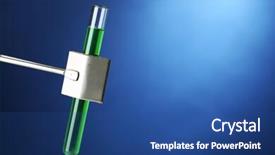  Presentation with filling water glass - Slides consisting of speciality chemical - laboratory glass test tube filled background and a ocean colored foreground