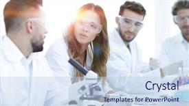  Presentation with election results - Cool new presentation with science la - young scientists discussing the results backdrop and a sky blue colored foreground