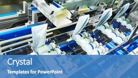  Presentation with production line - Presentation having pharmaceutical bottle medicine production line background and a teal colored foreground