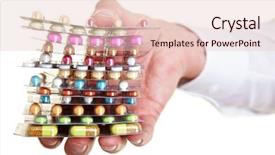  Presentation with stack - Audience pleasing theme consisting of pharmaceutical capsules - hand holding a stack backdrop and a lemonade colored foreground