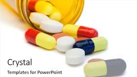  Presentation with chemistry white pills - Beautiful presentation theme featuring pharmaceutical capsules - spread pills against a white backdrop and a white colored foreground