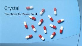  Presentation with pharmaceutical - PPT layouts with pharmaceutical-capsules-over-blue-background background and a light blue colored foreground