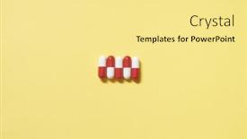  Presentation with pharmaceutical - PPT theme with pharmaceutical-capsules-over-yellow-backdrop background and a blonde colored foreground