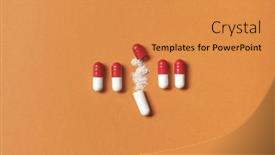  Presentation with pharmaceutical - Presentation theme consisting of pharmaceutical-capsules-with-medication-powder background and a gold colored foreground
