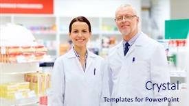  Presentation with healthcare technology - Slide set with pharmaceutical care - medicine healthcare and technology concept background and a sky blue colored foreground