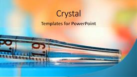  Presentation with pipette - Cool new PPT theme with pharmaceutical disposal - close up shot of pipette backdrop and a yellow colored foreground