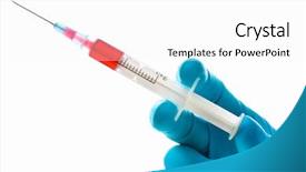  Presentation with syringe - Audience pleasing PPT layouts consisting of pharmaceutical disposal - hand holding syringe isolated backdrop and a white colored foreground