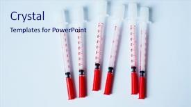  Presentation with insulin - Audience pleasing presentation design consisting of pharmaceutical disposal - top view of plastic insulin backdrop and a sky blue colored foreground