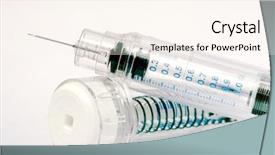  Presentation with pharmaceutical - Colorful slide deck enhanced with pharmaceutical disposal - two medical needels isolated backdrop and a cream colored foreground