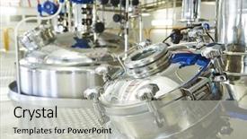  Presentation with pharmaceutical factory - Presentation enhanced with pharmaceutical factory equipment mixing tank background and a light gray colored foreground