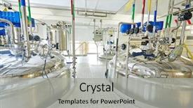  Presentation with pharmaceutical factory - Slide set enhanced with pharmaceutical factory equipment mixing tank background and a light gray colored foreground