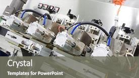  Presentation with pharmaceutical factory - Audience pleasing PPT theme consisting of pharmaceutical factory production equipment closeup backdrop and a gray colored foreground