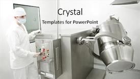  Presentation with pharmaceutical factory - Slides enhanced with pharmaceutical factory worker at pharmacy background and a white colored foreground