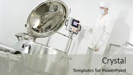  Presentation with pharmaceutical factory - Amazing slide set having pharmaceutical factory worker at pharmacy backdrop and a light gray colored foreground