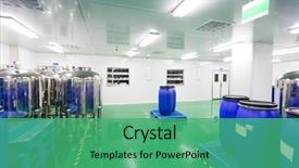  Presentation with pharmaceutical factory - Colorful slides enhanced with pharmaceutical factory workshop interior backdrop and a ocean colored foreground