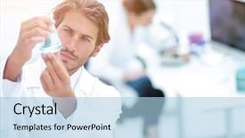  Presentation with laboratory scientific materials - PPT theme enhanced with pharmaceutical industry - scientific researcher working in laboratory background and a light blue colored foreground
