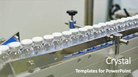  Presentation with factory machine - Beautiful theme featuring pharmaceutical industry production line machine backdrop and a gray colored foreground