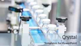  Presentation with pharmaceutical industry production line machine - Beautiful PPT theme featuring pharmaceutical industry production line machine backdrop and a light blue colored foreground