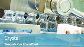  Presentation with pharmaceutical industry production line machine - Slide deck featuring pharmaceutical industry production line machine background and a teal colored foreground