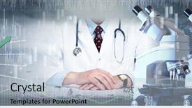  Presentation with pharmaceutical - Colorful presentation enhanced with pharmaceutical laboratory research backdrop and a light blue colored foreground