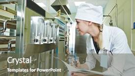  Presentation with water production - Audience pleasing slides consisting of pharmaceutical man worker in water backdrop and a gray colored foreground