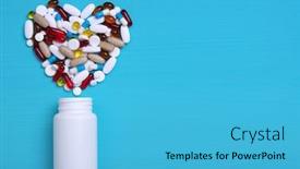  Presentation with pharmaceutical tablets - Colorful PPT theme enhanced with pharmaceutical-medicine-pills-tablets backdrop and a teal colored foreground