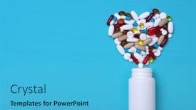  Presentation with capsules - PPT layouts featuring pharmaceutical-medicine-pills-tablets background and a teal colored foreground