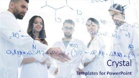  Presentation with laboratory - Beautiful PPT theme featuring pharmaceutical medicine presentation - background image group laboratory backdrop and a  colored foreground