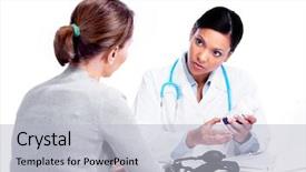  Presentation with pharmaceutical - Colorful theme enhanced with pharmaceutical medicine presentation - doctor with patient woman isolated backdrop and a  colored foreground