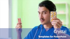  Presentation with hospital - Amazing presentation having pharmaceutical medicine presentation - young doctor working backdrop and a  colored foreground