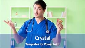  Presentation with hospital - PPT theme consisting of pharmaceutical medicine presentation - young doctor working background and a  colored foreground