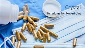 Presentation with coronavirus pills - PPT theme having pharmaceutical-medicine-tablets-pills-capsules background and a light blue colored foreground