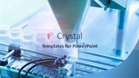  Presentation with production line - Audience pleasing theme consisting of pharmaceutical-packing-production-line-conveyer backdrop and a light blue colored foreground