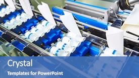  Presentation with production line - Slide deck enhanced with pharmaceutical packing production line conveyor background and a teal colored foreground