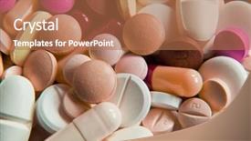  Presentation with pills - Cool new slide deck with pharmaceutical pellet - background made of colorful pills backdrop and a coral colored foreground