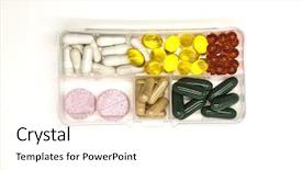  Presentation with medications - Beautiful presentation featuring pharmaceutical pellet - different pills medications the pills backdrop and a  colored foreground
