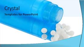  Presentation with homeopathic medicine - PPT layouts consisting of pharmaceutical pellet - homeopathic remedy granulated medicine background and a cyan colored foreground