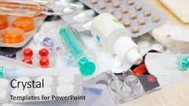  Presentation with pellet - Presentation theme with pharmaceutical pellet - medicine isolated on a white background and a  colored foreground