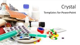  Presentation with medicine - PPT theme consisting of pharmaceutical pellet - medicine isolated on a white background and a  colored foreground