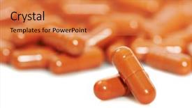  Presentation with antibiotic - PPT theme having pharmaceutical pellet - pharmacy theme heap of capsule background and a coral colored foreground